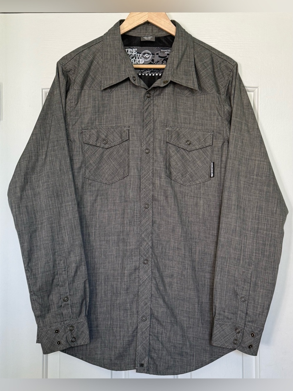RIDE Snowboards Men’s M Gray Mesh Lined Snap Shirt Jacket Shacket